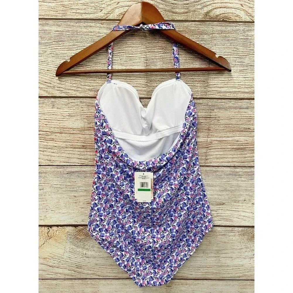 Jessica Simpson Swim Womens Size Large Floral Halter One Piece Swimsuit New $98